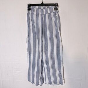 5/$25 Japna White Blue Striped Cotton Cropped Wide Leg Pants S